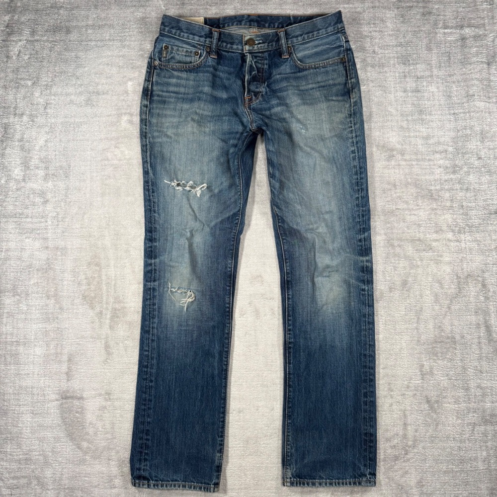 Abercrombie & Fitch Jeans Womens 34x32 Blue Denim Button Fly Slim Straight